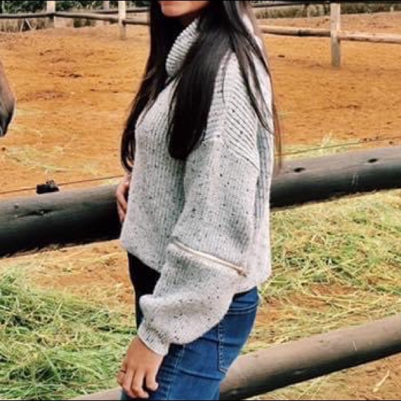 LF Gray Zip Elbow Sweater - Picture 3 of 3